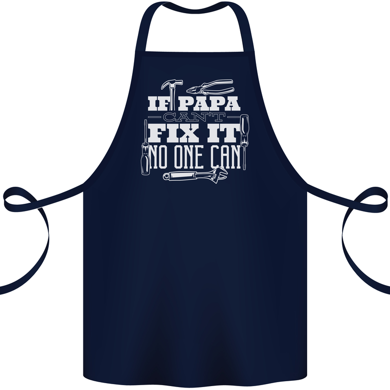 If Papa Cant Fix It Fathers Day Tradesman Cotton Apron 100% Organic Navy Blue
