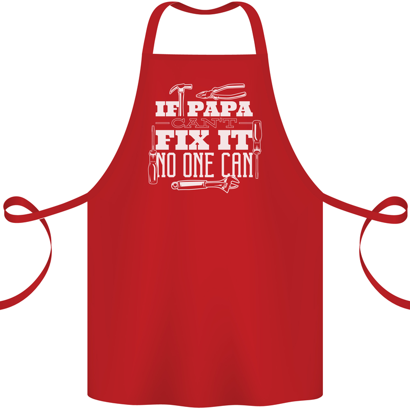 If Papa Cant Fix It Fathers Day Tradesman Cotton Apron 100% Organic Red