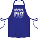 If Papa Cant Fix It Fathers Day Tradesman Cotton Apron 100% Organic Royal Blue