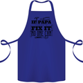 If Papa Cant Fix It Fathers Day Tradesman Cotton Apron 100% Organic Royal Blue