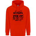 If Papa Cant Fix It Fathers Day Tradesman Mens 80% Cotton Hoodie Bright Red