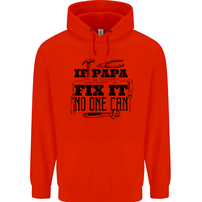If Papa Cant Fix It Fathers Day Tradesman Mens 80% Cotton Hoodie Bright Red