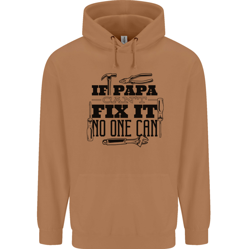 If Papa Cant Fix It Fathers Day Tradesman Mens 80% Cotton Hoodie Caramel Latte