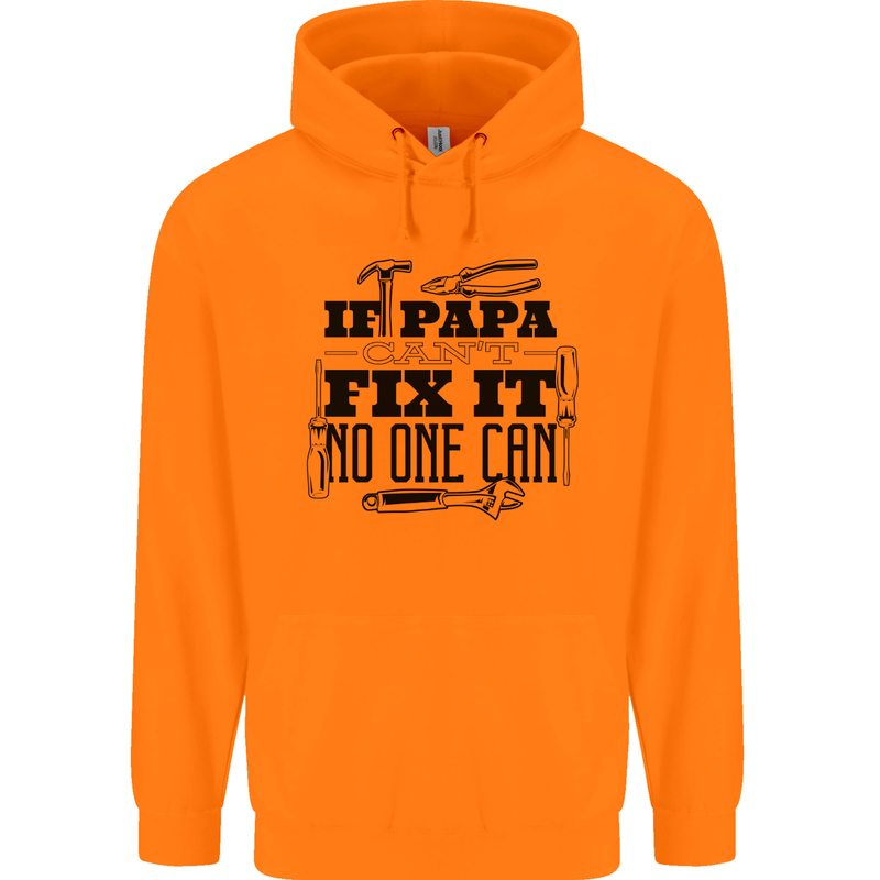 If Papa Cant Fix It Fathers Day Tradesman Mens 80% Cotton Hoodie Orange