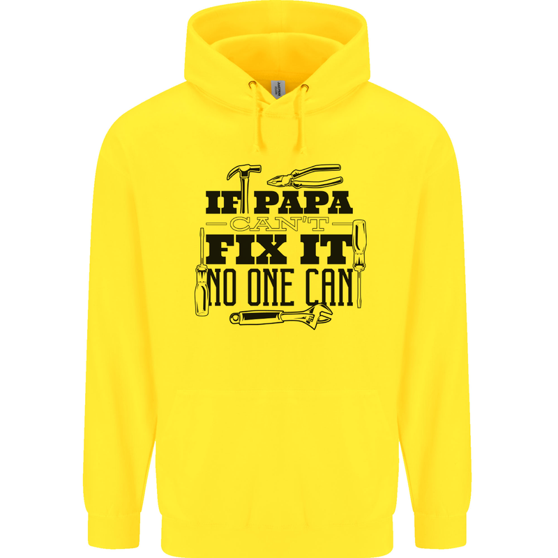 If Papa Cant Fix It Fathers Day Tradesman Mens 80% Cotton Hoodie Yellow