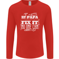 If Papa Cant Fix It Fathers Day Tradesman Mens Long Sleeve T-Shirt Red