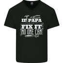 If Papa Cant Fix It Fathers Day Tradesman Mens V-Neck Cotton T-Shirt Black