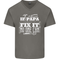If Papa Cant Fix It Fathers Day Tradesman Mens V-Neck Cotton T-Shirt Charcoal