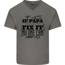 If Papa Cant Fix It Fathers Day Tradesman Mens V-Neck Cotton T-Shirt Charcoal