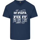 If Papa Cant Fix It Fathers Day Tradesman Mens V-Neck Cotton T-Shirt Navy Blue