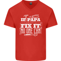 If Papa Cant Fix It Fathers Day Tradesman Mens V-Neck Cotton T-Shirt Red
