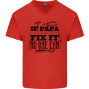 If Papa Cant Fix It Fathers Day Tradesman Mens V-Neck Cotton T-Shirt Red