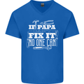 If Papa Cant Fix It Fathers Day Tradesman Mens V-Neck Cotton T-Shirt Royal Blue