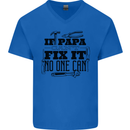 If Papa Cant Fix It Fathers Day Tradesman Mens V-Neck Cotton T-Shirt Royal Blue