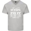 If Papa Cant Fix It Fathers Day Tradesman Mens V-Neck Cotton T-Shirt Sports Grey