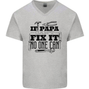 If Papa Cant Fix It Fathers Day Tradesman Mens V-Neck Cotton T-Shirt Sports Grey
