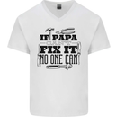If Papa Cant Fix It Fathers Day Tradesman Mens V-Neck Cotton T-Shirt White