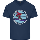 If Snowboarding Was Easy Call It Skiing Mens V-Neck Cotton T-Shirt Navy Blue