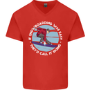 If Snowboarding Was Easy Call It Skiing Mens V-Neck Cotton T-Shirt Red