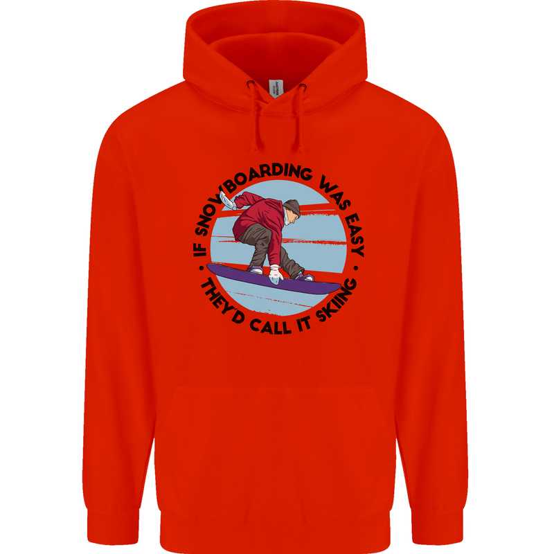 If Snowboarding Was Easy Skiing Funny Mens 80% Cotton Hoodie Bright Red