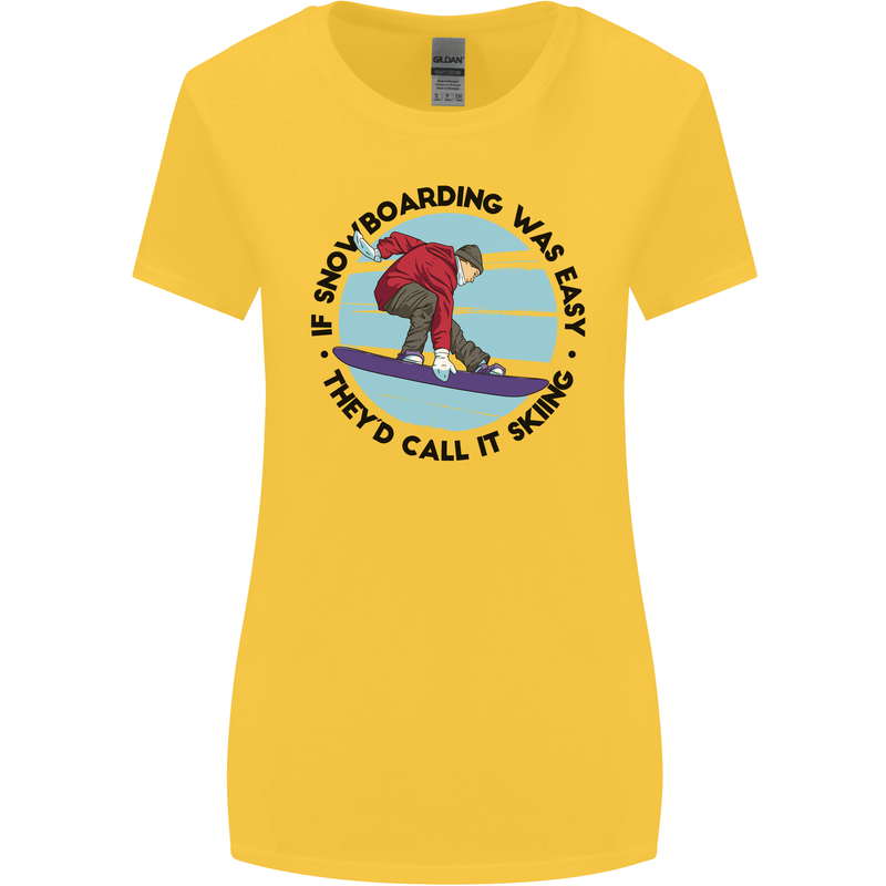If Snowboarding Was Easy Skiing Funny Womens Wider Cut T-Shirt Yellow