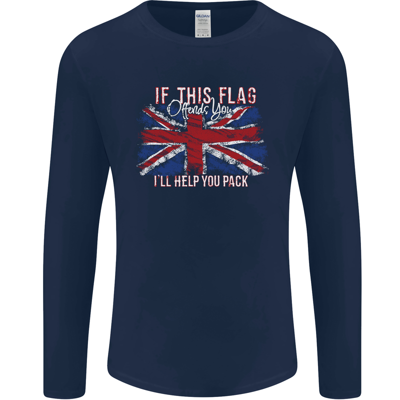 If This Flag Offends You Union Jack Britain Mens Long Sleeve T-Shirt Navy Blue