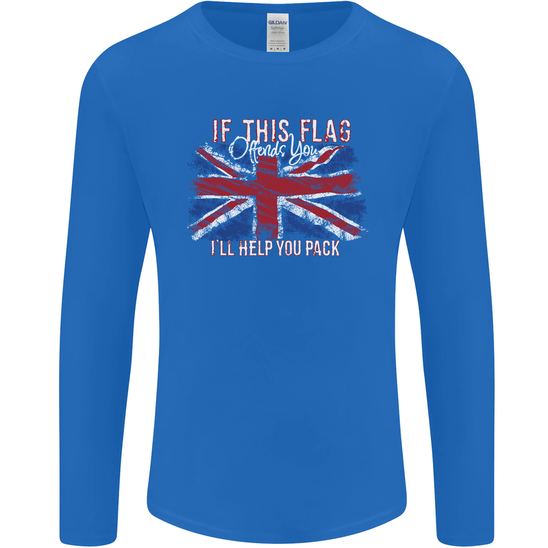 If This Flag Offends You Union Jack Britain Mens Long Sleeve T-Shirt Royal Blue