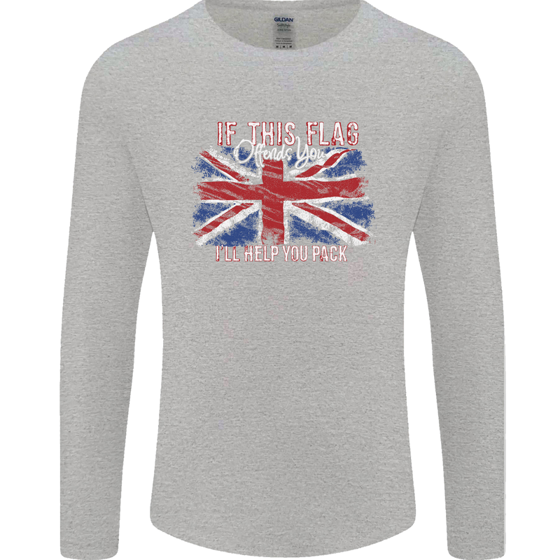 If This Flag Offends You Union Jack Britain Mens Long Sleeve T-Shirt Sports Grey