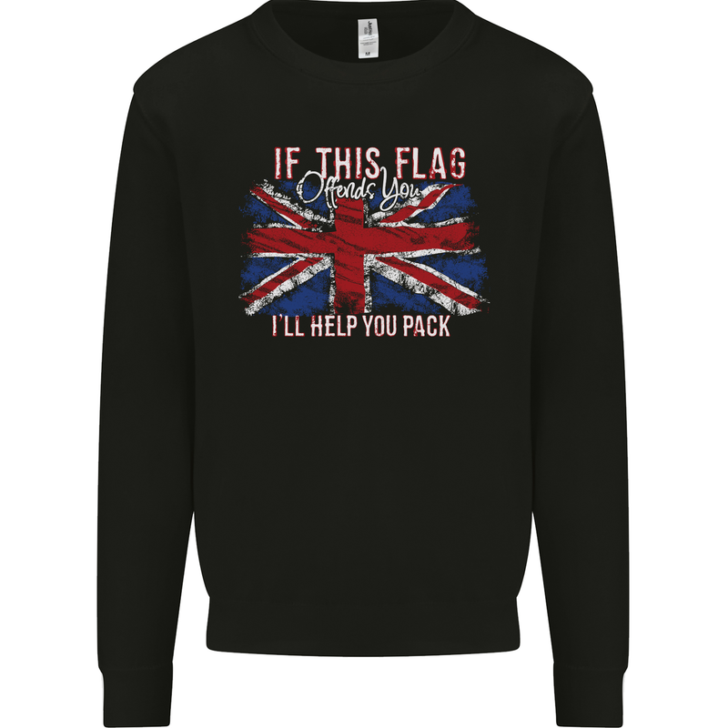 If This Flag Offends You Union Jack Britain Mens Sweatshirt Jumper Black