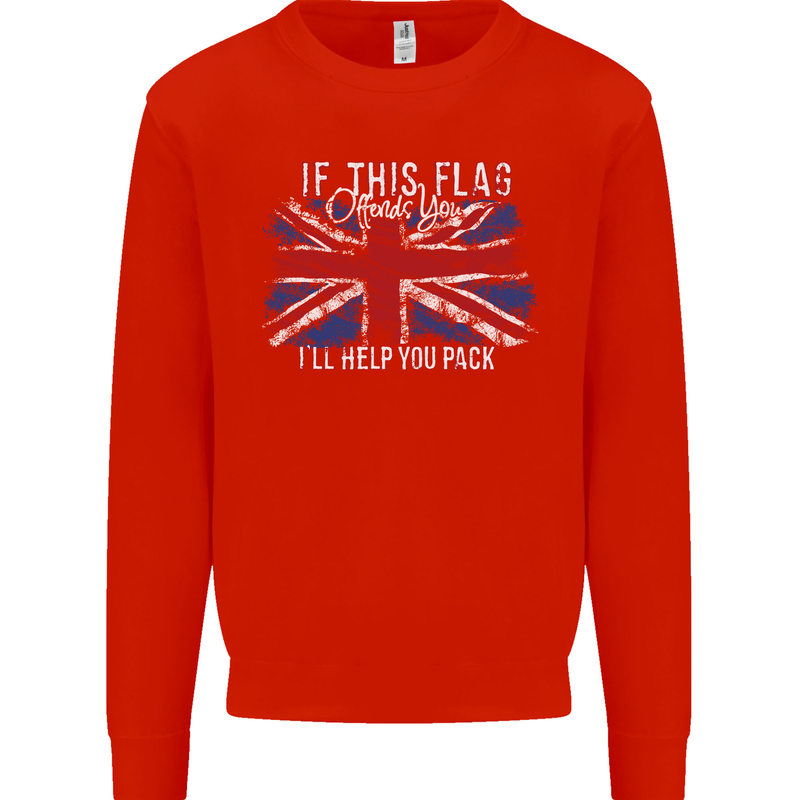 If This Flag Offends You Union Jack Britain Mens Sweatshirt Jumper Bright Red