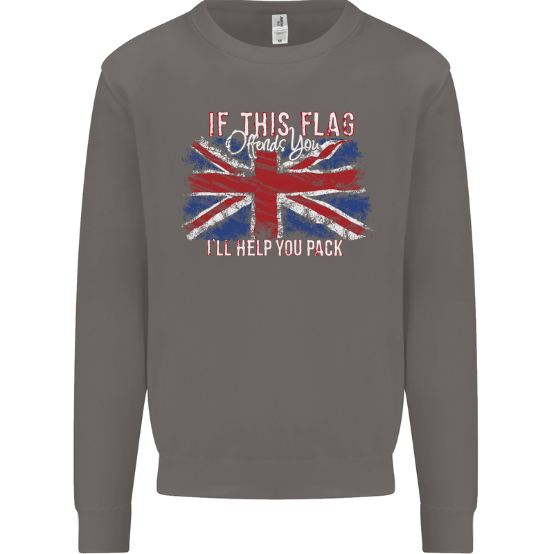 If This Flag Offends You Union Jack Britain Mens Sweatshirt Jumper Charcoal