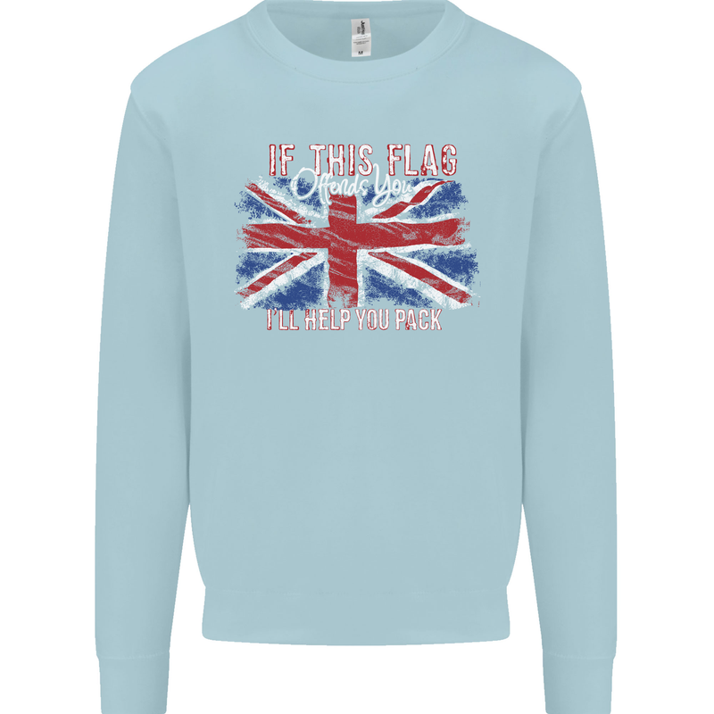 If This Flag Offends You Union Jack Britain Mens Sweatshirt Jumper Light Blue
