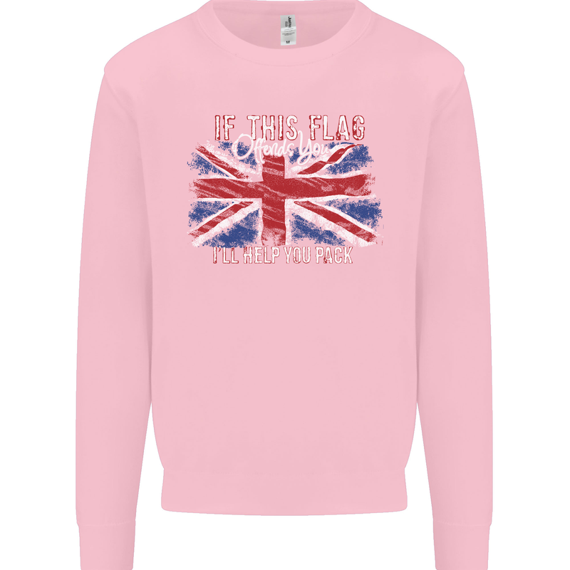 If This Flag Offends You Union Jack Britain Mens Sweatshirt Jumper Light Pink