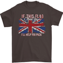 If This Flag Offends You Union Jack Britain Mens T-Shirt Cotton Gildan Dark Chocolate