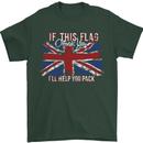 If This Flag Offends You Union Jack Britain Mens T-Shirt Cotton Gildan Forest Green