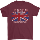 If This Flag Offends You Union Jack Britain Mens T-Shirt Cotton Gildan Maroon