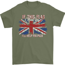 If This Flag Offends You Union Jack Britain Mens T-Shirt Cotton Gildan Military Green