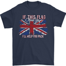 If This Flag Offends You Union Jack Britain Mens T-Shirt Cotton Gildan Navy Blue