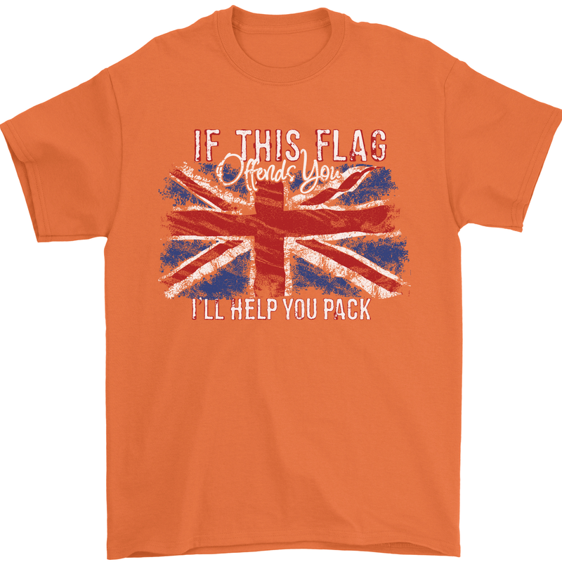 If This Flag Offends You Union Jack Britain Mens T-Shirt Cotton Gildan Orange