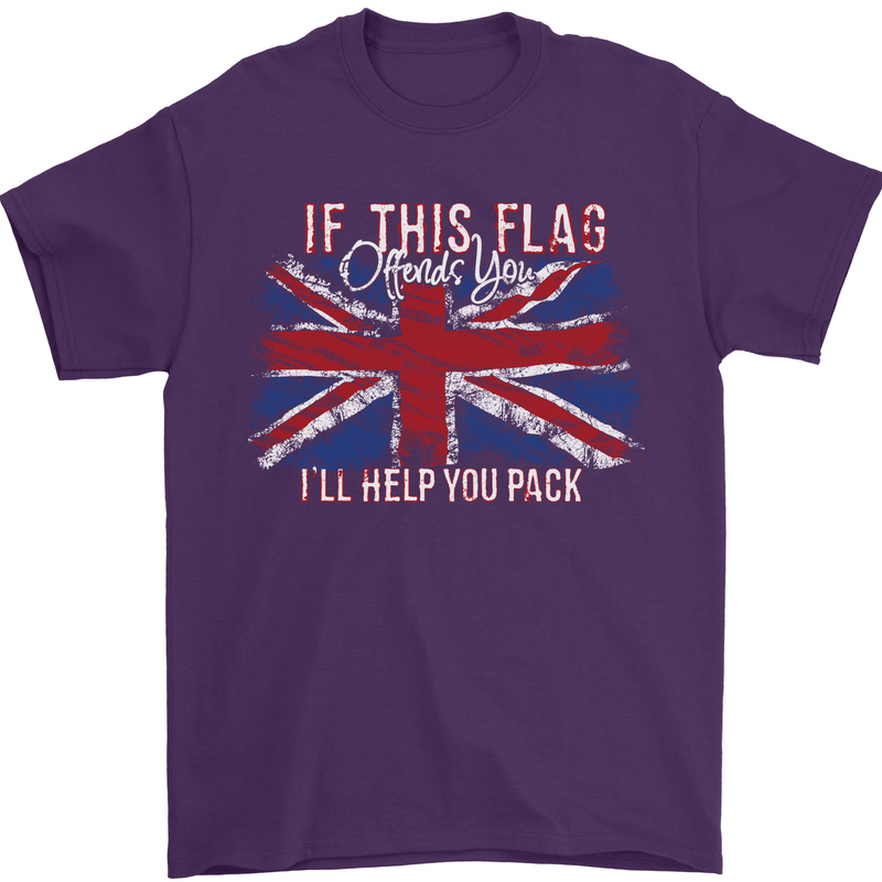 If This Flag Offends You Union Jack Britain Mens T-Shirt Cotton Gildan Purple