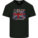 If This Flag Offends You Union Jack Britain Mens V-Neck Cotton T-Shirt Black