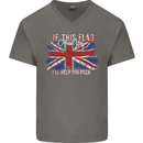 If This Flag Offends You Union Jack Britain Mens V-Neck Cotton T-Shirt Charcoal