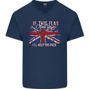 If This Flag Offends You Union Jack Britain Mens V-Neck Cotton T-Shirt Navy Blue