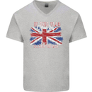 If This Flag Offends You Union Jack Britain Mens V-Neck Cotton T-Shirt Sports Grey