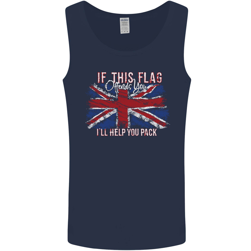 If This Flag Offends You Union Jack Britain Mens Vest Tank Top Navy Blue