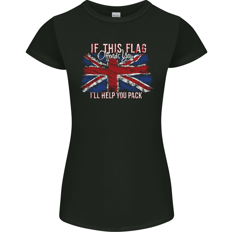 If This Flag Offends You Union Jack Britain Womens Petite Cut T-Shirt Black