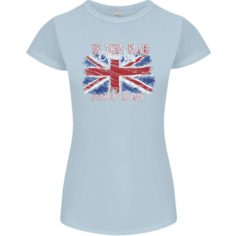 If This Flag Offends You Union Jack Britain Womens Petite Cut T-Shirt Light Blue