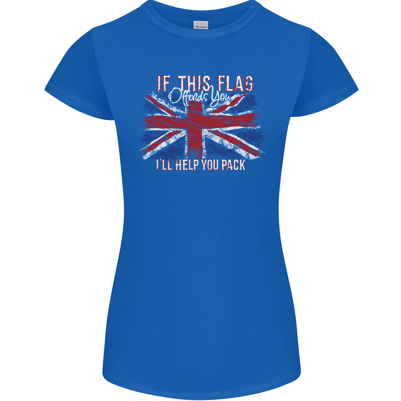 If This Flag Offends You Union Jack Britain Womens Petite Cut T-Shirt Royal Blue