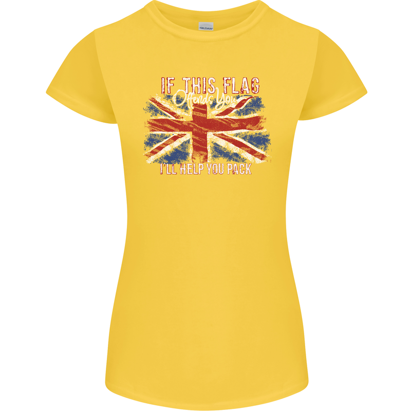 If This Flag Offends You Union Jack Britain Womens Petite Cut T-Shirt Yellow
