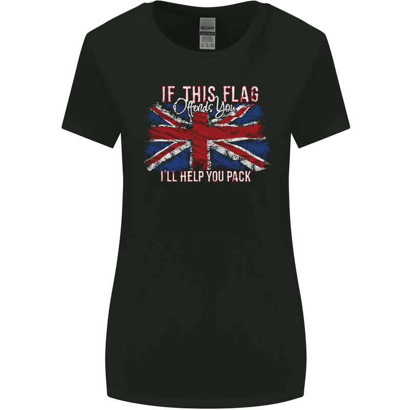 If This Flag Offends You Union Jack Britain Womens Wider Cut T-Shirt Black
